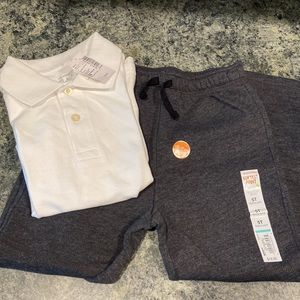 Toddler Boys Size 5T - Bundle of 2 items Fleece Pants and Polo Shirt